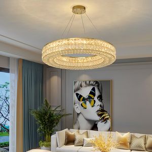 Pendant Lamps Gold Luxury Modern Ring Crystal Chandelier For Living Dining Room Pendant Lights Home Hanging Lamp Decor Light Fixtures