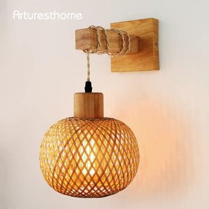 Duvar lambası Rattan Sconce Aydınlatma Montaj Işık Fikstürü Kapalı Çiftlik Rustik Acces Vintage Lampswall