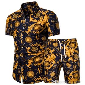 2022 Tasarımcı Mens Trailtsits 4xl 5xl Artı Boyut Giyim Giysileri Sıradan Gömlek Şort Set Baskılı Hawaii Elbise Gömlek Takım Yaz