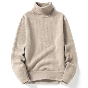 Herrtröjor Turtleneck tröja män Pullover Casual Solid Color Sticked Black Fashion Autumn Winter Clothing 2022 Manmen's