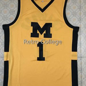 XFRSP # 1 Jamal Crawford Michigan Wolverines College Thrackback Koszykówka Jersey szyte dostosowane Dowolne imię i numer