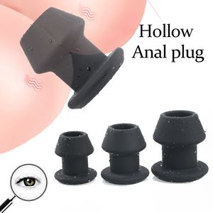 Massage Silicone Large Butt Plug and Tunnels Male Prostate Massage Vaginal Dilator Anus Speculum Huge Hollow Anal Plug Massager Sex Toys