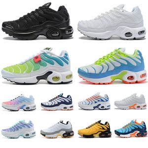 Sapatos infantis atléticos ao ar livre Tn Plus Tênis Triplo Preto Branco Vermelho Arco-íris Mundial Kumquat Marina Pré-escolar Meninas Meninos Crianças Bebês Tênis esportivos