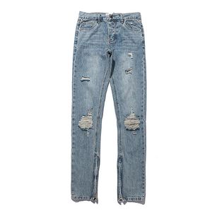 Mäns nödställda rippade magra jeans mode mens jean smal motorcykel moto cyklist kausal män denim byxor hip hop män