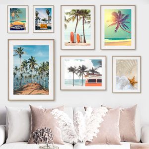 Viagem de verão férias paisagem paisagem arte da parede pintura nórdica posters e imprime fotos de parede para a decoração da sala de estar