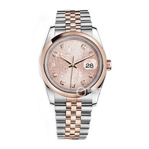 Asiatiska klockor av hög kvalitet 2813 Sport Automatisk mekanisk klocka 116201 18K Everose Gold Strap 36mm Pink Diamond Dial Luxury Ladies Watches Five Baht Strap