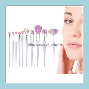 Pennelli Utensili a mano Home Garden Ll Lady Eye Makeup Set 10 pezzi per ombretto Eyeliner Sopracciglio Lip Brues Pennello per trucco Dhkua