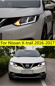 Faróis de automóveis para Nissan X-trail 16-17 sinal de volta luzes diurnas feixe alto kit xenon lâmpada frontal FACELIFT