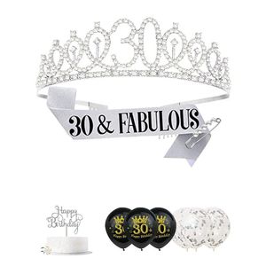 Decoração de festa de º aniversário faixa e tiara cenar decorações Confetti Balloons Kit Crowns for Women Queen Sashparty