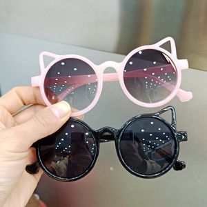 Mode Nette Rosa Katze Ohr Kinder Sonnenbrille Auge Kinder Brille Mädchen Rot Schwarz Baby Jungen Runde Brillen Party Im Freien 220705