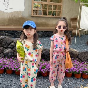 Milancel Summer Girls Ustaw Vest Ninth Pants Lose Flower Suit Dzieci Tops Ubrania dla dzieci 220507