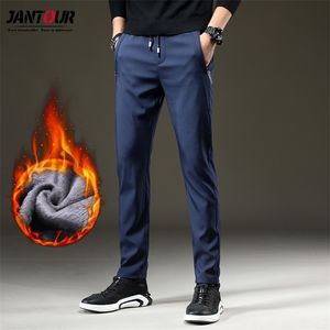 Pantaloni invernali in pile leggero da uomo Pantaloni sportivi da uomo casual slim caldi Pantaloni sportivi da jogging neri blu grigi Pantaloni stile coreano Uomo 220325