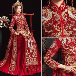 Exquisite Chinese Style Wedding Dress Vintage Cheongsam Women Marriage Set Suzhou Embroidery Bride Costume Lady Gift Ethnic Clothing