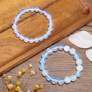 Beaded Strands Boutique Bracciale con sfera in opale naturale Bracciale da donna con gemma di temperamento regalo con perline a catena tonda 8mm 10mm Energy JewelryBeaded Lars22