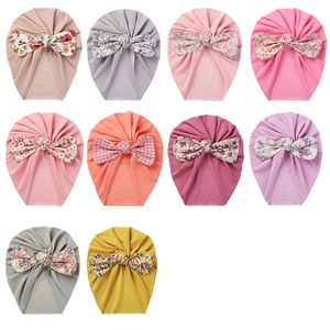 Berretti indiani per bambini Neonato Cappello floreale Bowknot Ragazze Latte Turbante di seta Morbido nodo di cotone Avvolge la testa Bambini Bonnet Beanie Nato Fotografia Puntelli Accessori per capelli B8057