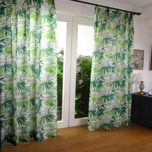 Zasłony zasłony w stylu nordyckim bawełniane lniane zielone liście zasłony okienne do salonu do liści drukowana sypialnia leczenie zaciemnienie drapescurtai