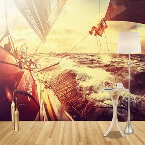 3D Wallpaper Mural Stereoscopic sailboat sea For Living Room Bedroom TV Background Room Decor Painting WallpaperS