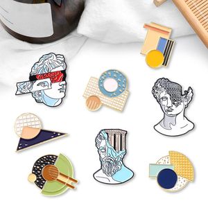 Pins Brooches Art Sculpture Geometry Creative Trendy Oil Drop Lapel Brooch Badge Pin Denim Bag Gift Men Women Fashion Jewelry DecoratePins