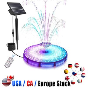 Solar Fountain Pump LED Lights Solars Powered Water Fountains Pumps With Nozzles Solars Bird Bath FloatingFountain for Ponds Garden Fish Tank