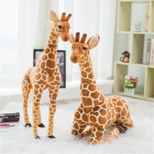 Enormt verkliga giraff plysch leksaker söta fyllda djurdockor mjuk simulering giraff docka jul födelsedagspresent barn leksak lj201126