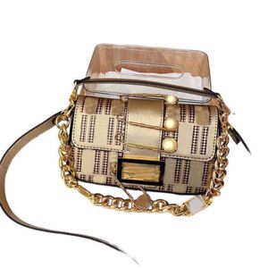 Bolsas de noite pinos de ombro Baguete Bolsa Cadeias Crossbody Letter Axilary PU PU LINHO HARDWware Hardware de alta qualidade Lady Lady carteira