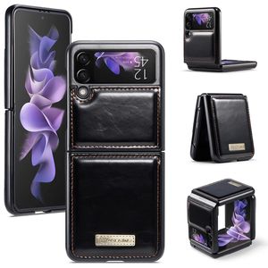 Caseme Retro Leder Brieftasche Hülle für Samsung Z Flip3 -Kartenschlitze Standabdeckung