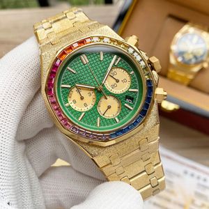 Color Diamond Mens Watch Quartz Movement Watches 41mm Business Wristwatches Montre de Luxe Special Stainless Steel Strap