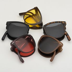 Składane okulary przeciwsłoneczne UV400 Anti-ultrafioletowe okulary przeciwsłoneczne Męskie Brązowe Torba do przechowywania Zipper Box Sunshade Okulary Kobiety
