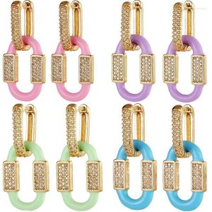 Hoop Huggie utsökta emaljörhängen 2022 Trend Geometric Drop Earring for Women Friendship Jewelry Giftshoop Huggiehoop Kirs22