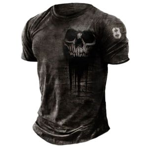 Men s T shirts Summer d Vintage Horror Skull Top Hip Hop Rock Streetwear O neck Short Sleeve Tee Oversized T Shirt Male Clothes