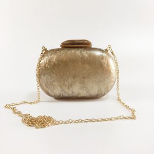 Oval acrylic evening bag European and American fashion solid color pearl clutch bags shoulder box handbag