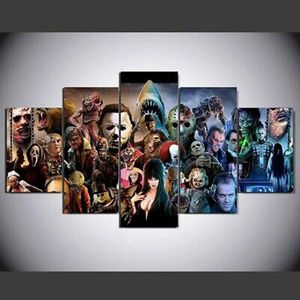 Wall Art Pictures Decor Home Modern HD Prints 5 Panel Scary Horror Movie Tekens Schilderen Canvas Plakat