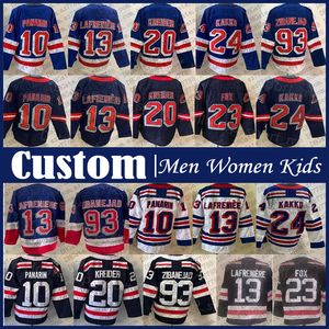 Mika Zibanejad Artemi Panarin New York Jersey Rangers personalizados Patrick Kane Vladimir Tarasenko Igor Shesterkin Chris Kreider Adam Fox Kaapo Kakko Jacob