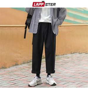 Lappster Men Korean Fashions Harem Wide Leg Joggers Mens Black Loose Sweatpants Japan Style Straight Pants Byxor 220705