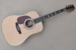 Factory Custom Natural Wood Color Left handed 41 inch Acoustic Guitar with Top Solid,Rosewood fretboard,Abalone Fret Inlay,Can be Customized