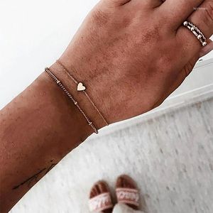 Bracelets de charme PCs/set Minimalist Gold Color Heart For Women Friendship Love Bangles Boho Minchas Bracelet JewelryCharm Lars22