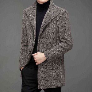 Men's Wool & Blends Autumn / Winter Plus Cotton Thick Woolen Jacket Casual Youth Mid-length Coat Long Sleeve Pattern M-3XL T220810