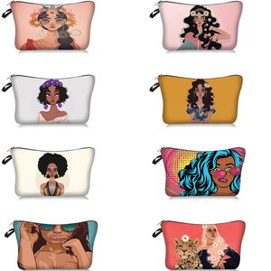 Gril Series Printing Canvas Cosmetics Bags Eyelash brush pattern Makeup Bag Travel Ladies Pouch