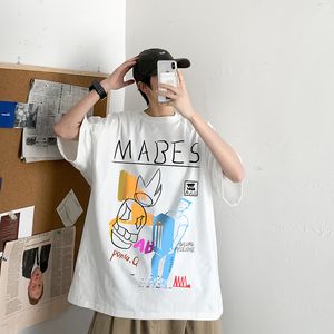 メンズ落書きTシャツ夏のファッションプリントoネック半袖Tシャツ男性カジュアルヒップホップトップティーストリートウェアティー