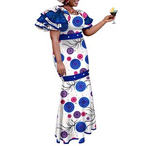 Bintarealwax Africano Mulheres vestidos de pérolas Africa Cotton Fabricdress boho estilo de festa longa vestidos vestidos wy9718