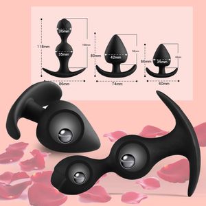 Silicone Butt Plug Anal Beads Dilator Metal Ball Inside For Men Women Couple Prostate Massager Anus Muscles Trainer But sexy Toys