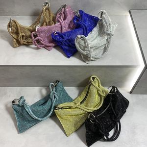 Evening Bags Full Diamond Underarm Bag Rhinestone Bling Shiny Sparkled Fashion Shoulder Simple Handbag Women's BagEvening