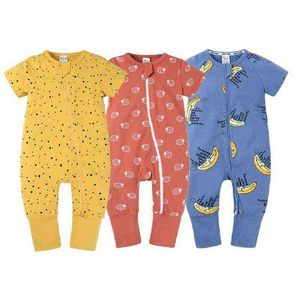 Nyfödda 2022 Baby Boys Girls Clothing Animal Summer Short Sleeved Rompers Infant Baby PlaySuit Toddler Pyjamas Climbing Clothes G220510