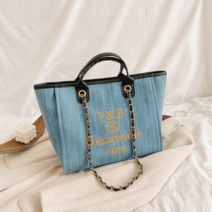 Umhängetaschen für Frauen Trend Luxus Tasche Big Shopper Leinwandketten Schlinge Vintage Mode hochwertige Handtaschen