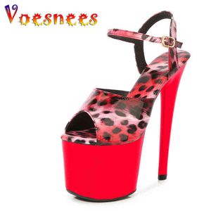 Sandals Pole Dance Shoes Stripper Sexy Combat Fetish High Heels Platform Women Leopard Party Club 15 17 Cm High-heels 220317