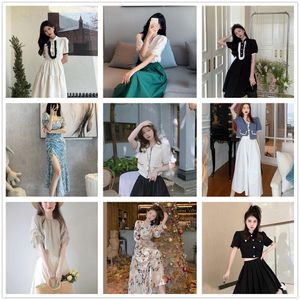 Wholesale colored balls resale online - 20ss generation highquality new european embroidery designer dress elegant office womens wrinkled waist fashionable combination princess skirt charming women1