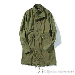 Mens Trench Coats Exército Verde Estilo UE High Street Casacos Vintage Long Trenches Roupas Casacos T220809