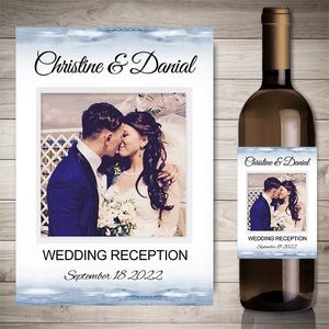 20pcs Wine Bottle Stickers Personalized Wedding Engagement Printing Po Party Decor Labels Custom Picture Text 220613