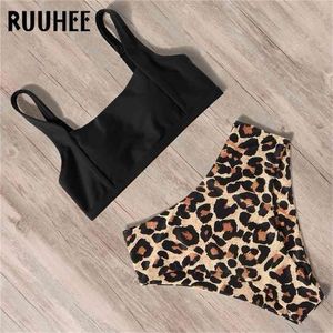 Ruuhee Mayo Kadın Bikini Mayo Yüksek Bel Bikini Set Push Up Sport Tops Mayo Takım Kadın Yaz Kadın Plaj Giyim 210407