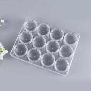 3 g 5 g transparentes PS-Glas/12-teiliges Set Kosmetikflasche für Creme, Nagellack, Puder, Glitzer, Lidschatten